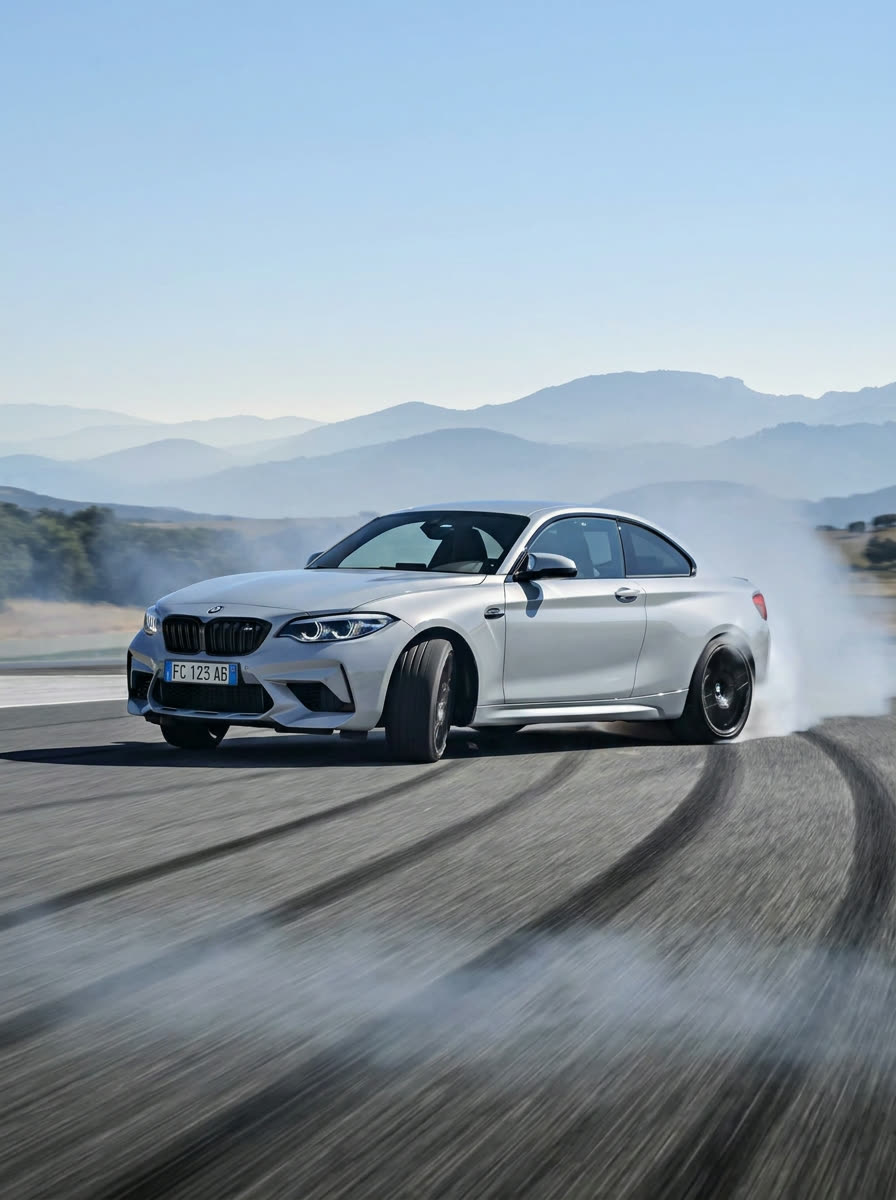 Auto sportiva in azione su pista, simbolo della passione per le auto usate selezionate